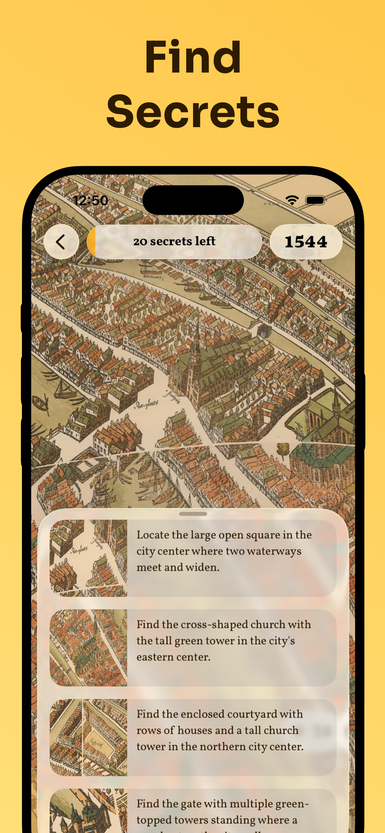 Quests view of the app